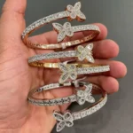 Moissanite Butterfly Baguette Diamond Bracelet – luxury iced-out bracelet with butterfly motif and baguette moissanite diamonds from SV Jewels Shop.