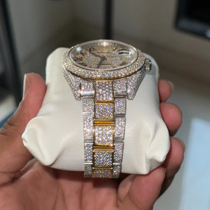 Moissanite_Rolex_Date-Just_Dual_Tone_Oyster_Strap_Diamond_Watch_Up