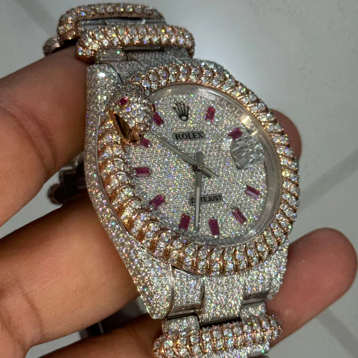 Moissanite_Rolex_Date-Just_Snake_Diamond_Watch_Front