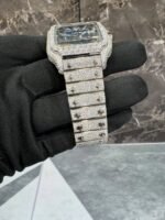 Discover the Moissanite Cartier Santos Watch with a stunning blue dial, luxury-inspired design, and brilliant moissanite stones. A bold, elegant timepiece perfect for collectors and fashion lovers.