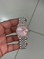 Explore the Custom Moissanite Rolex Lady-Datejust featuring brilliant moissanite stones, elegant craftsmanship, and a timeless luxury design. A stunning iced-out women’s watch built for elegance and shine.