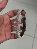 Explore the Custom Moissanite Rolex Lady-Datejust featuring brilliant moissanite stones, elegant craftsmanship, and a timeless luxury design. A stunning iced-out women’s watch built for elegance and shine.